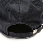 Rex Club | Close-up of the back of the Rex Club Uppingham Rovers Slouch cap in black, featuring an opening and an adjustable metal buckle strap. | Custom Caps | Custom Hats | Team Headwear | UK