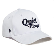 Rex Club | The Rex Club Golf: Quiet Please - White, Performance cap features "Quiet Please" embroidered in bold black script on the front and a small "R" logo on the side. | Custom Caps | Custom Hats | Team Headwear | UK