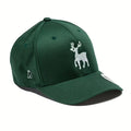 Rex Club | The Rex Club Toft CC Stretch Stag cap is dark green with a white embroidered stag on the front, a bear logo on the side, and stretch fit comfort—perfect for Cheshire or Toft CC cricket supporters. | Custom Caps | Custom Hats | Team Headwear | UK