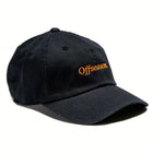 Rex Club | The Rex Club OFFSEASON 23 Slouch hat is black, made of 100% cotton, and features "Offseason." embroidered in orange on the front, displayed against a white background. | Custom Caps | Custom Hats | Team Headwear | UK