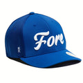 Rex Club | The Rex Club Fore hat is royal blue with mesh sides and "Fore" in bold white script on the front. This stretch-fit cap has a small "R" logo on the side and a white sticker on the brim. | Custom Caps | Custom Hats | Team Headwear | UK
