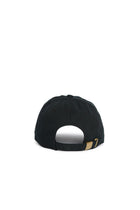Rex Club | Introducing the Rex Club Labor Et Ludus cap in black, displayed from the back to showcase its adjustable strap with a brass buckle. Crafted from 100% cotton, this versatile cap is designed for work and play, ensuring all-day comfort with a one-size-fits-most fit. | Custom Caps | Custom Hats | Team Headwear | UK