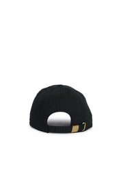 Rex Club | A black “MTRC - Black” cap by Rex Club, shown from the back, featuring an adjustable strap with a brass buckle and a small opening above the strap—ideal for Manchester Tennis & Racquets Club enthusiasts or anyone seeking premium club merchandise. | Custom Caps | Custom Hats | Team Headwear | UK