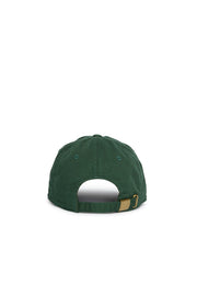 Rex Club | Back view of the Rex Club MTRC - Green cap, featuring an unstructured crown, metal clasp, and adjustable fabric strap. The opening above the strap is visible—a classic example of a Manchester Tennis & Racquets Club cap. | Custom Caps | Custom Hats | Team Headwear | UK