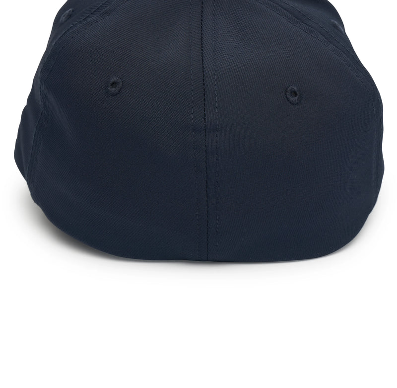 Rex Club | A close-up of the Rex Club Norway Rugby Stretch cap in dark navy shows two ventilation holes and stitched seams—ideal for Norway national rugby union team fans. | Custom Caps | Custom Hats | Team Headwear | UK