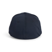 Rex Club | A rear view of the Rex Club Clydach CC Stretch navy blue baseball cap, featuring two small ventilation holes and visible stitching. This stretch fit adjustable cap has a clean, plain design with no visible logos or patterns. | Custom Caps | Custom Hats | Team Headwear | UK