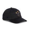 Rex Club | Navy baseball cap by Rex Club featuring an embroidered design of two crossed tennis rackets, a gold crown above, and a small fleur-de-lis below. Crafted from 100% cotton for comfort and durability, the MTRC - Navy cap includes a curved brim and visible stitching. Perfect as official club merchandise, these Manchester Tennis & Racquets Club caps let you display your sporting pride in style. | Custom Caps | Custom Hats | Team Headwear | UK