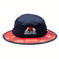 Rex Club | The Rex Club Boonie Hat Red Kites is a navy, 100% cotton bucket hat with a wide brim. It features an embroidered red kite and "REX CLUB RED KITES" on the front, plus a red underside brim accented with repeated white and blue branding. | Custom Caps | Custom Hats | Team Headwear | UK