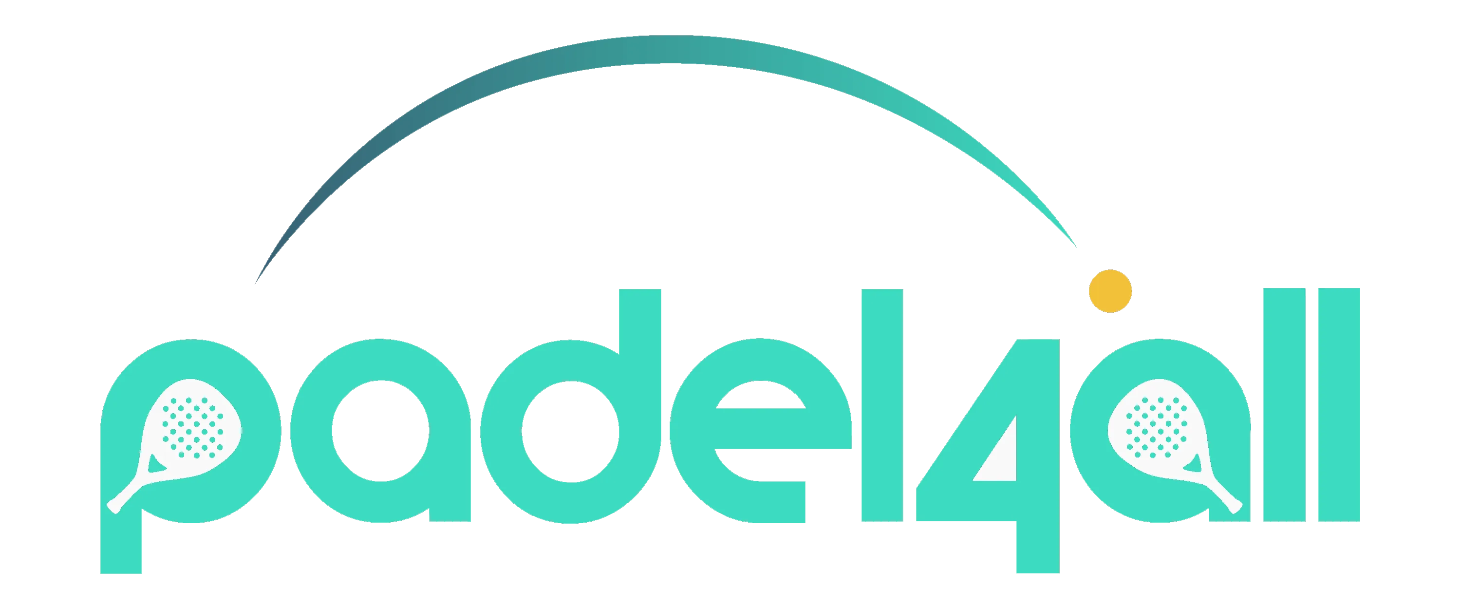 Rex Club | The image shows the "padel4all" logo in turquoise letters with two white padel rackets forming the letters "p" and "l." A curved line arches over the text with a small yellow circle, resembling a stylized tennis ball. | Custom Caps | Custom Hats | Team Headwear | UK